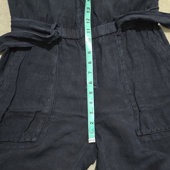YOUNG FABULOUS & BROKE Cuba Jumpsuit Linen Blend Navy Sleeveless Wide-Leg Small - Picture 13 of 13